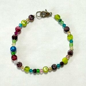 Handmade Colorful Glass Beaded Bracelet 7 Inches New